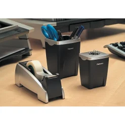 Fellowes® Office Suites™ Paper Clip Cup, Black/Silver, 3-1/4"H x 2-4/9"W x 2-1/5"D (8032801)