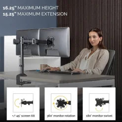 Fellowes Reflex Dual Adjustable Monitor Arm, Up to 27