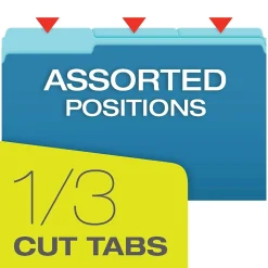 File Folders, Recycled, 2-Tone Blue, Legal Size, Top Tab, 1/3 Cut, 100/Box