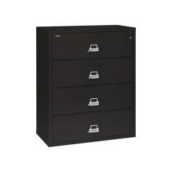 FireKing Classic 4-Drawer Lateral File Cabinet, 52.75" x 44.5", Letter/Legal, Fire Resistant, Black (4-4422-CBL)