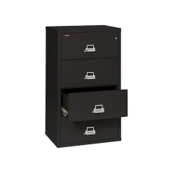 FireKing Classic 4-Drawer Lateral File Cabinet, Fire Resistant, Letter/Legal, Black, 31.19"W (4-3122-CBL)