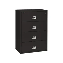 FireKing Classic 4-Drawer Lateral File Cabinet, Fire Resistant, Letter/Legal, Black, 37.5"W (4-3822-CBL)