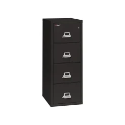 FireKing Classic 4-Drawer Vertical File Cabinet, Fire Resistant, Letter, Black, 25.06"D (4-1825-CBL)