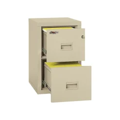 FireKing Dock to Dock 2-Drawer Mobile Vertical File Cabinet, Letter/Legal, Lockable, Fire Resistant, Parchment (2R1822-CPA)