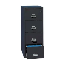 FireKing 1-Hour Fire Resistant Vertical Cabinet, Legal, 4-Drawer, Black, 52 3/4"H x 20 13/16"W x 25 1/16"D, Inside Delivery