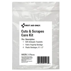 First Aid Only Cuts and Scrapes Care Kit,6 Pieces, 25 Packs/Carton (91576)