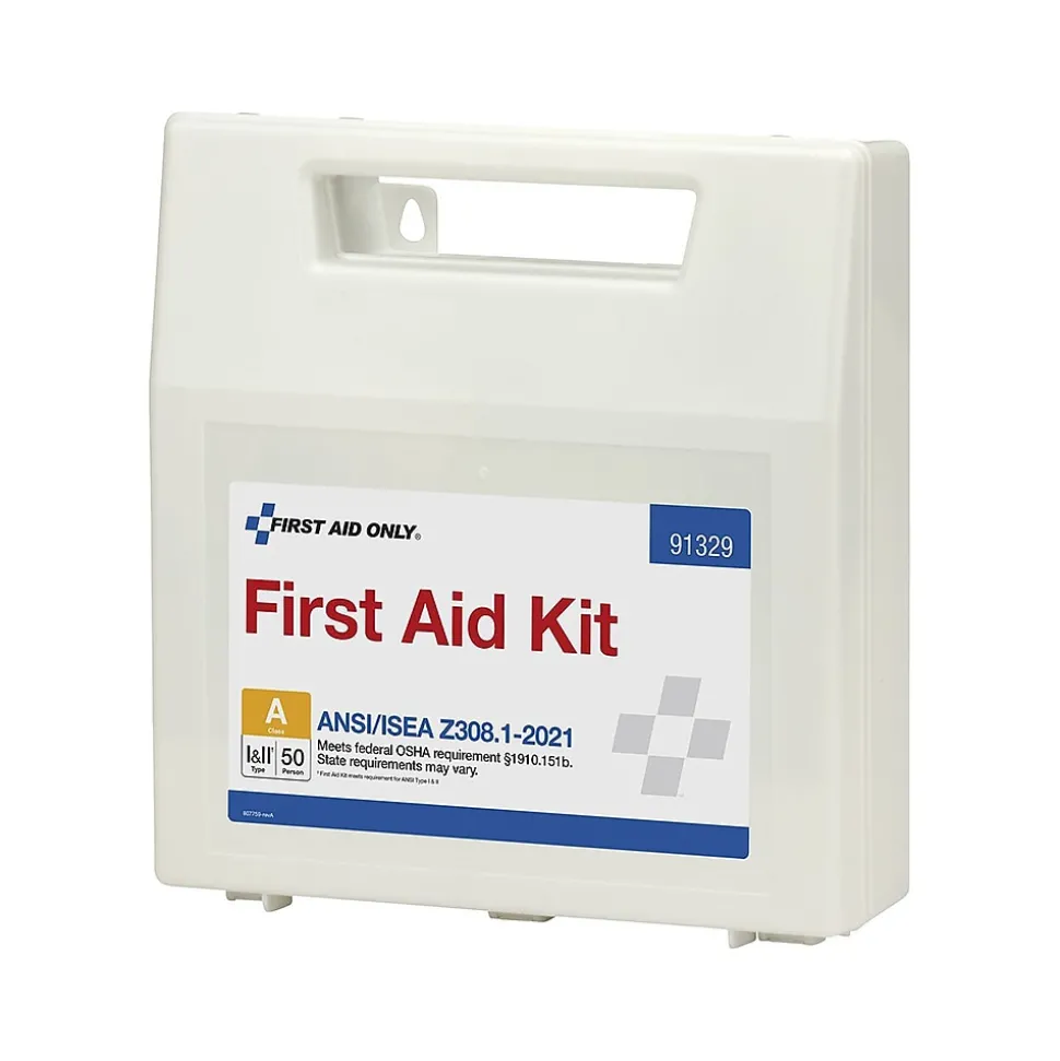 First Aid Only Plastic First Aid Kit,ANSI 2021 Class A, 50 People, 184 Pieces (91329)