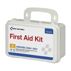 First Aid Only Plastic Weatherproof First Aid Kit, ANSI 2021 Class A, 10 People, 76 Pieces (91322)