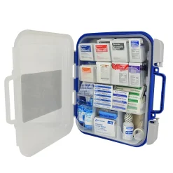 First Aid Only ReadyCare Plastic First Aid Kit with Medication, ANSI 2021 Class A, 50 People, 238 Pieces, Clear/Blue (90698)
