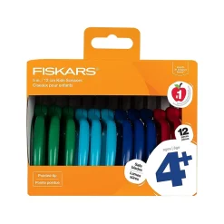 Fiskars Kids' Scissors, Pointed Tip, Assorted Colors, 12/Pack (1067002)