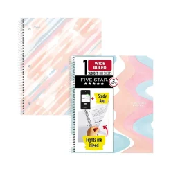 Five Star Brushy Moves 1-Subject Notebooks, 8.5" x 11", Wide-Ruled, 80 Sheets, Assorted Colors, 2/Pack (930060)