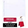 Five Star Reinforced Wide Ruled Filler Paper, 8" x 10.5", 3-Hole Punched, 80 Sheets/Pack (150002/150034)