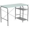 Flash Furniture 47" Glass Computer Desks Silk, White/Silver (NANWK086)