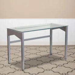 Flash Furniture 47" Glass Glass Computer Desks Clear/Silver (NANYLCD1219)