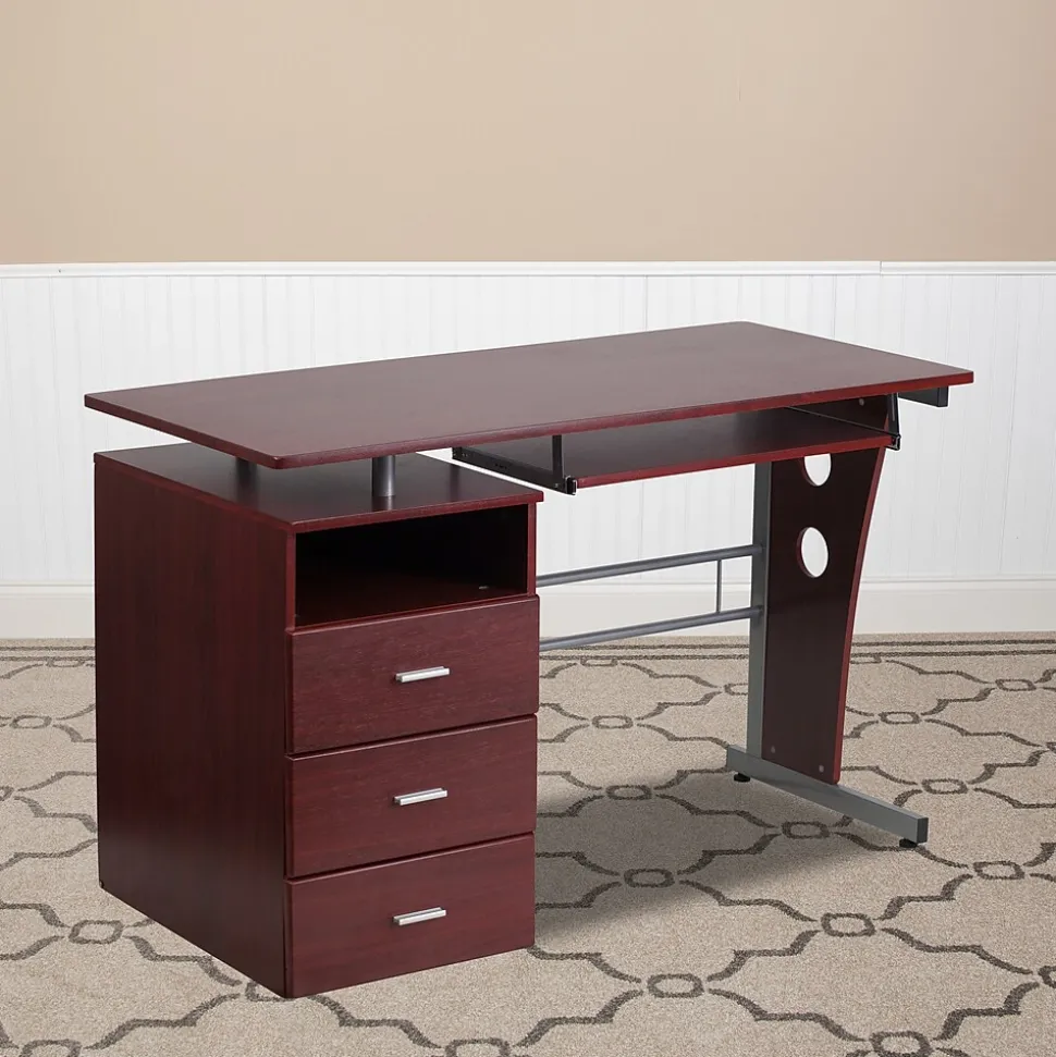 Flash Furniture 47" Laminate L-Shape Computer Desk, Mahogany (NANWK008)