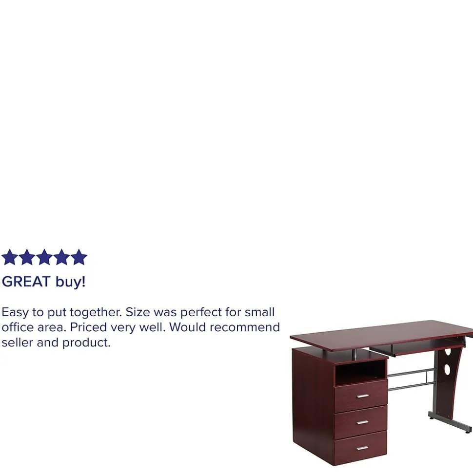 Flash Furniture 47" Laminate L-Shape Computer Desk, Mahogany (NANWK008)