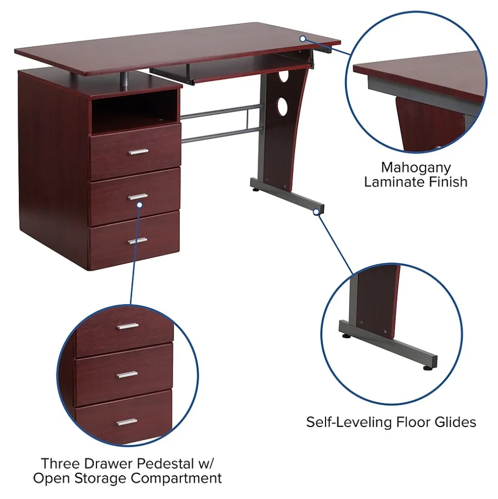 Flash Furniture 47" Laminate L-Shape Computer Desk, Mahogany (NANWK008)
