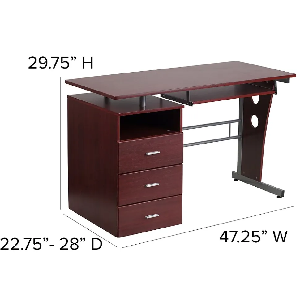 Flash Furniture 47" Laminate L-Shape Computer Desk, Mahogany (NANWK008)