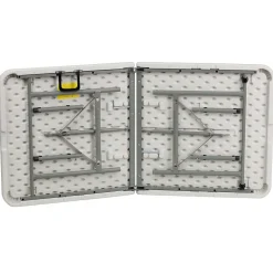 Flash Furniture 60" x 30" Plastic Rectangular Bi-Folding Table, Granite White, 10/Pack