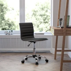 Flash Furniture Alan Armless Vinyl Swivel Low Back Task Office Chair, Black/Chrome (DS512BBK)