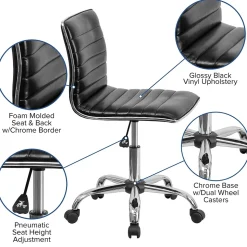 Flash Furniture Alan Armless Vinyl Swivel Low Back Task Office Chair, Black/Chrome (DS512BBK)