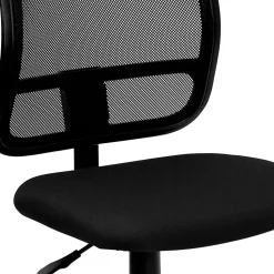 Flash Furniture Alber Armless Ergonomic Mesh Swivel Mid-Back Task Office Chair, Black (WLA277BK)