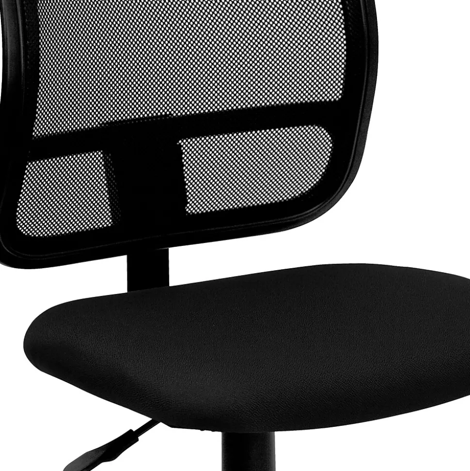 Flash Furniture Alber Armless Ergonomic Mesh Swivel Mid-Back Task Office Chair, Black (WLA277BK)