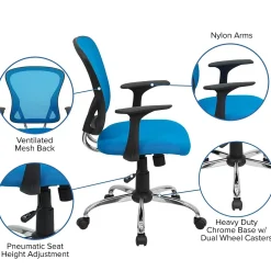 Flash Furniture Alfred Ergonomic Mesh Swivel Mid-Back Task Office Chair, Blue (H8369FBL)