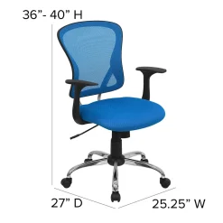 Flash Furniture Alfred Ergonomic Mesh Swivel Mid-Back Task Office Chair, Blue (H8369FBL)