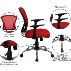 Flash Furniture Alfred Ergonomic Mesh Swivel Mid-Back Task Office Chair, Red (H8369FRED)