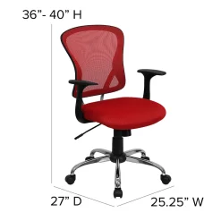 Flash Furniture Alfred Ergonomic Mesh Swivel Mid-Back Task Office Chair, Red (H8369FRED)