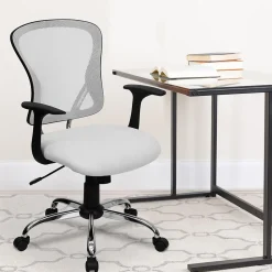 Flash Furniture Alfred Ergonomic Mesh Swivel Mid-Back Task Office Chair, White (H8369FWHT)