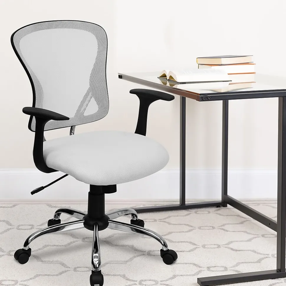 Flash Furniture Alfred Ergonomic Mesh Swivel Mid-Back Task Office Chair, White (H8369FWHT)