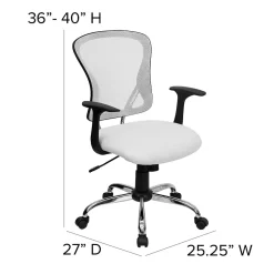 Flash Furniture Alfred Ergonomic Mesh Swivel Mid-Back Task Office Chair, White (H8369FWHT)