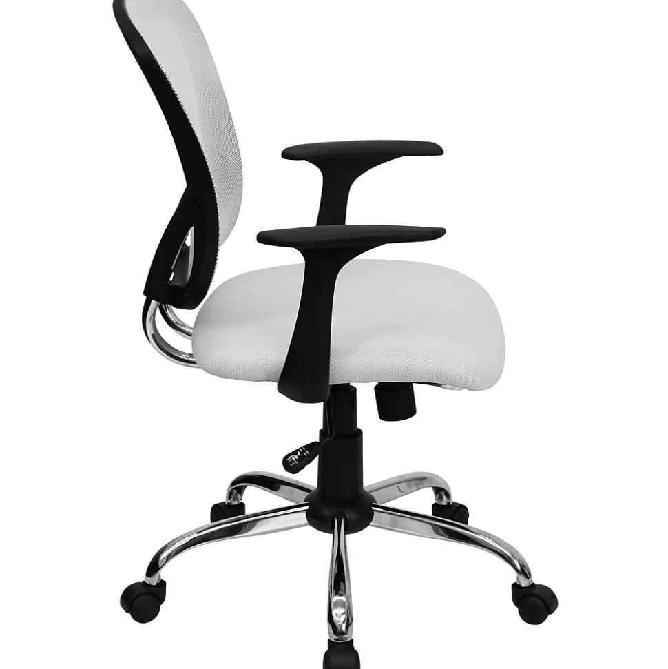 Flash Furniture Alfred Ergonomic Mesh Swivel Mid-Back Task Office Chair, White (H8369FWHT)