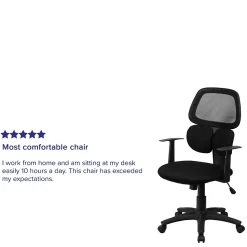 Flash Furniture Ariel Ergonomic Mesh Swivel Mid-Back Task Office Chair, Black (BT2755BK)