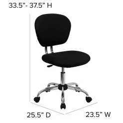 Flash Furniture Beverly Armless Ergonomic Mesh Swivel Mid-Back Padded Task Office Chair, Black (H2376FBK)