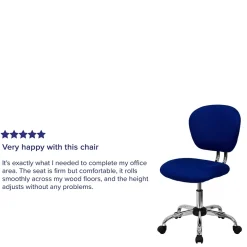 Flash Furniture Beverly Armless Ergonomic Mesh Swivel Mid-Back Padded Task Office Chair, Blue (H2376FBLUE)