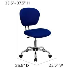 Flash Furniture Beverly Armless Ergonomic Mesh Swivel Mid-Back Padded Task Office Chair, Blue (H2376FBLUE)