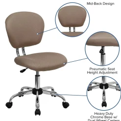 Flash Furniture Beverly Armless Ergonomic Mesh Swivel Mid-Back Padded Task Office Chair, Coffee Brown (H2376FCOF)