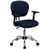 Flash Furniture Beverly Ergonomic Mesh Swivel Mid-Back Padded Task Office Chair, Navy (H2376FNAVYARMS)