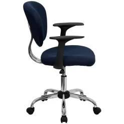 Flash Furniture Beverly Ergonomic Mesh Swivel Mid-Back Padded Task Office Chair, Navy (H2376FNAVYARMS)