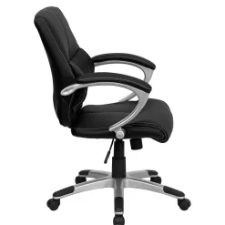 Flash Furniture Bodie LeatherSoft Swivel Mid-Back Manager's Office Chair, Black (H9637L2MID)