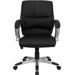 Flash Furniture Bodie LeatherSoft Swivel Mid-Back Manager's Office Chair, Black (H9637L2MID)