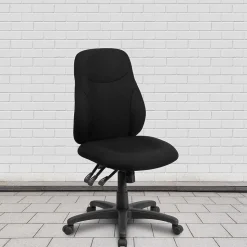 Flash Furniture Brandy Armless Ergonomic Fabric Swivel Mid-Back Task Office Chair, Black (BT90297M)