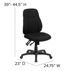 Flash Furniture Brandy Armless Ergonomic Fabric Swivel Mid-Back Task Office Chair, Black (BT90297M)