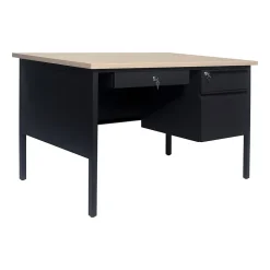 Flash Furniture Cambridge 48"W Single Pedestal Desk, White Oak/Black (GCMBLK173WOK)