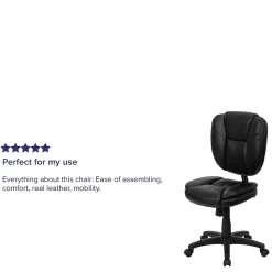 Flash Furniture Caroline Armless Ergonomic LeatherSoft Swivel Mid-Back Multifunction Task Office Chair, Black (GO930FBKLEA)