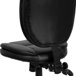 Flash Furniture Caroline Armless Ergonomic LeatherSoft Swivel Mid-Back Multifunction Task Office Chair, Black (GO930FBKLEA)