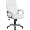 Flash Furniture Carolyn LeatherSoft Swivel Mid-Back Executive Office Chair, White (GO2236MWH)